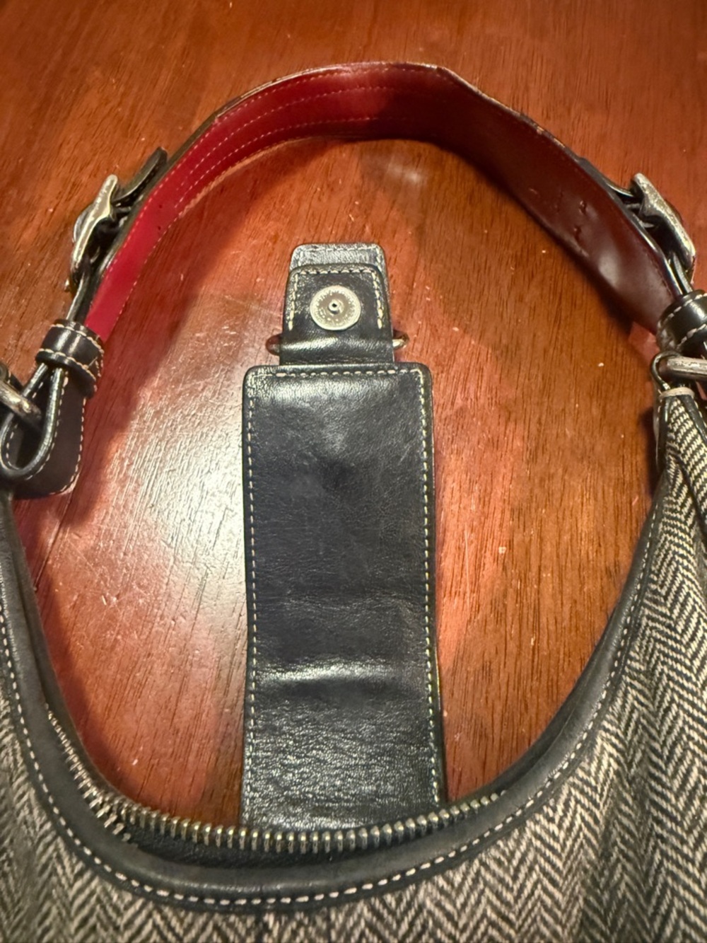 Vintage Y2K Coach Herringbone Tweed Hobo Bag - Style G047-147 - Picture 5 of 8